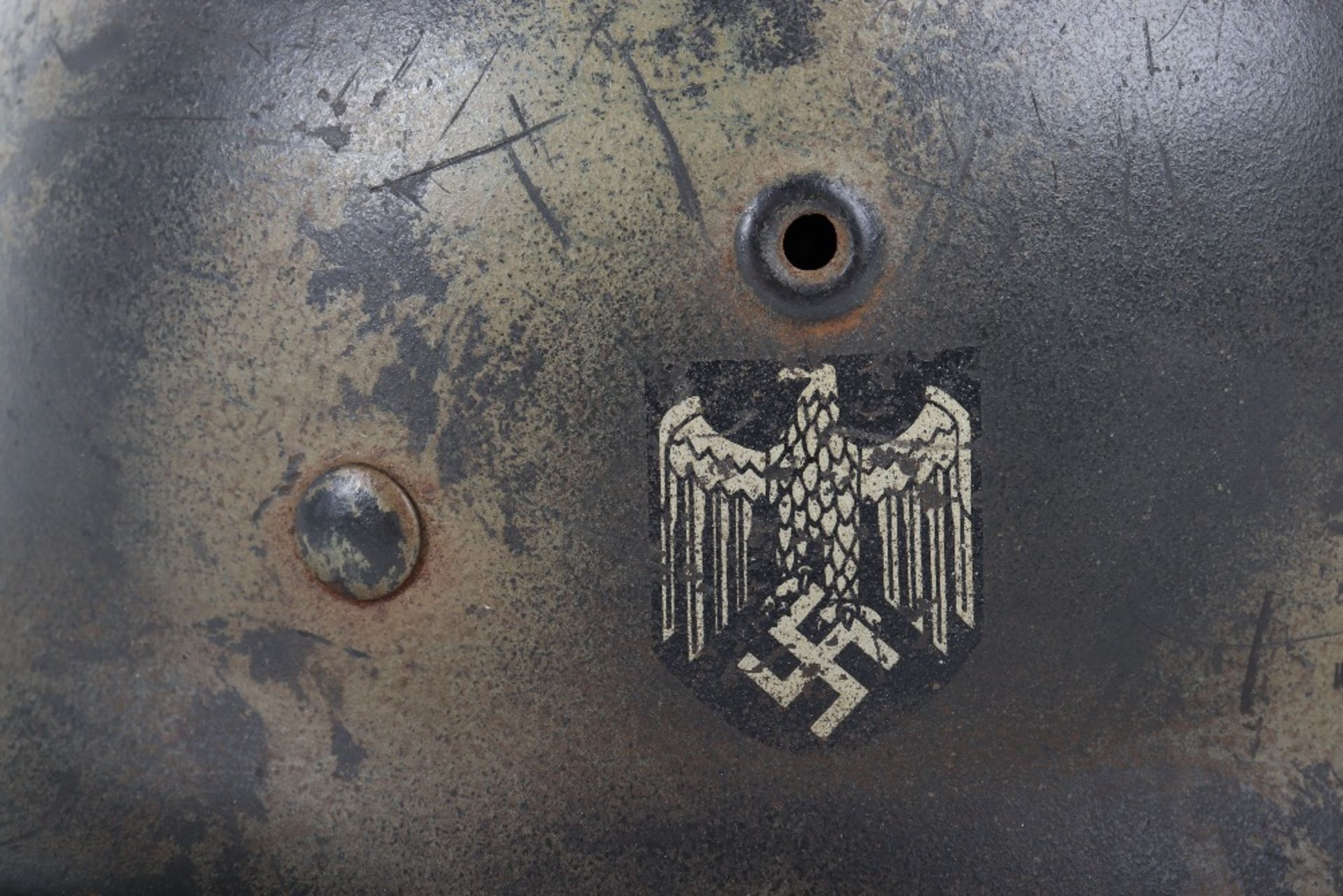 German Army Normandy Pattern Camouflaged Steel Combat Helmet - Bild 5 aus 11