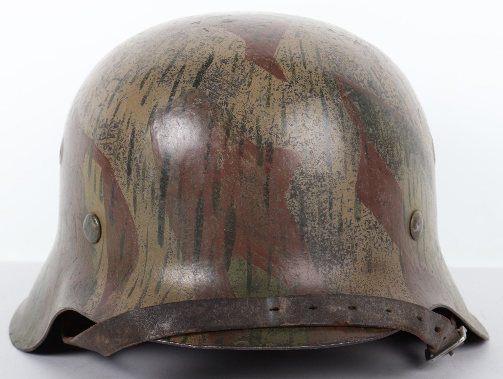 German Army / Luftwaffe M-42 Battle Damaged Steel Combat Helmet - Bild 9 aus 9