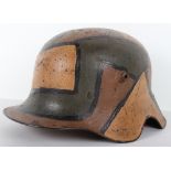 Imperial German M-18 Cut-Out Camouflaged Steel Combat Helmet