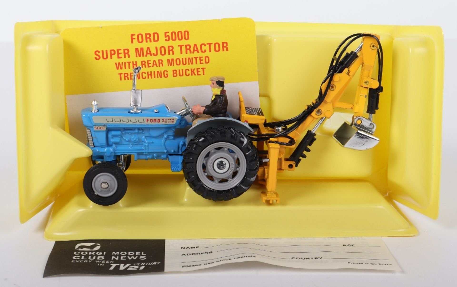 Scarce Corgi Toys 72 Ford 5000 Super Major Tractor With Trenching Bucket - Bild 3 aus 5