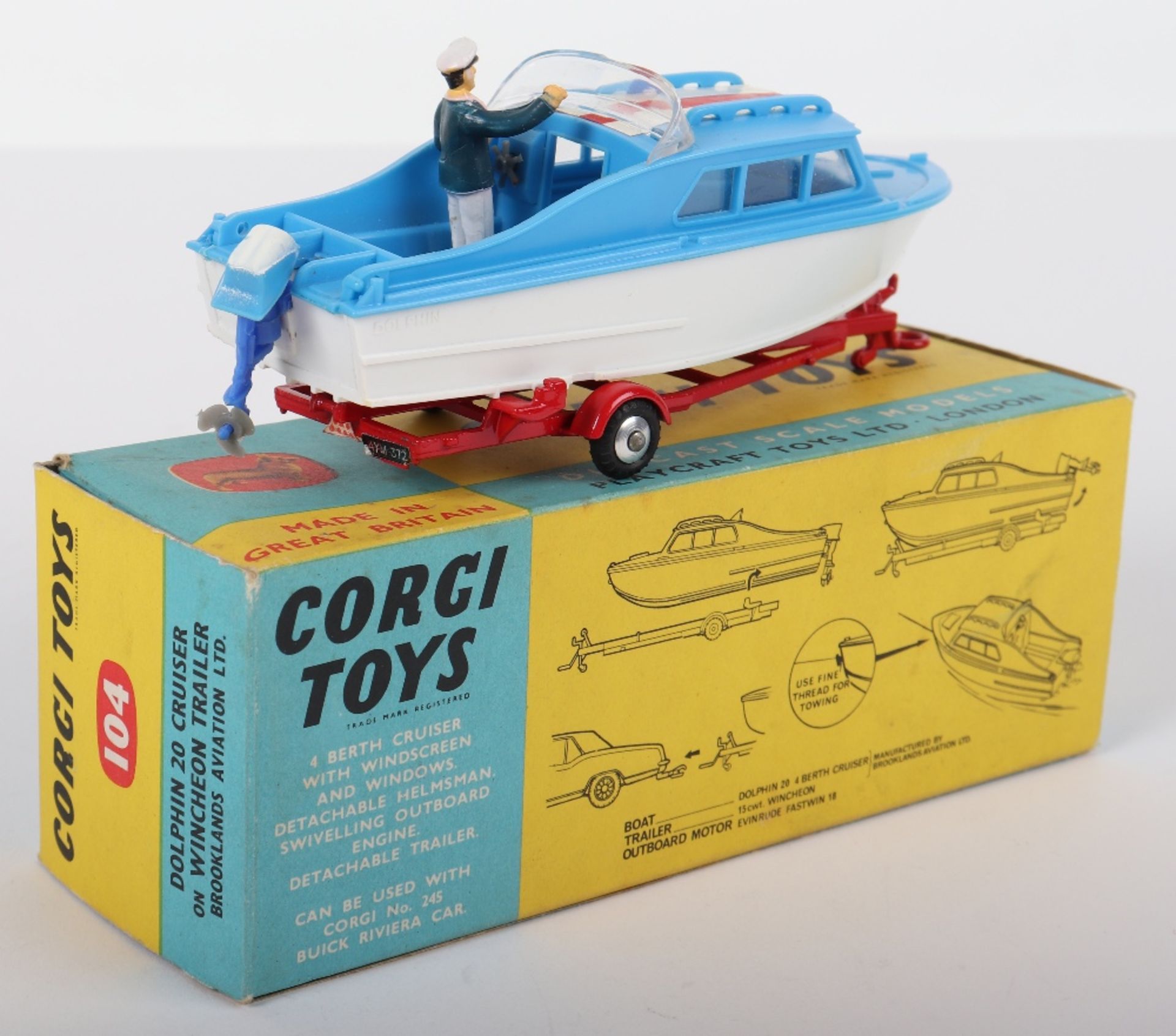 Corgi Toys 104 Dolphin 20 Cruiser on Wincheon Trailer - Bild 2 aus 3