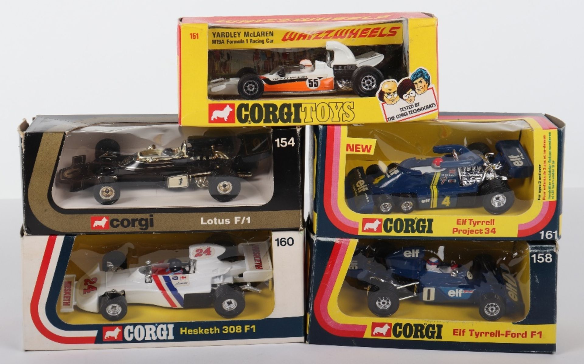 Five Boxed Corgi Toys Formula 1 Racing Cars