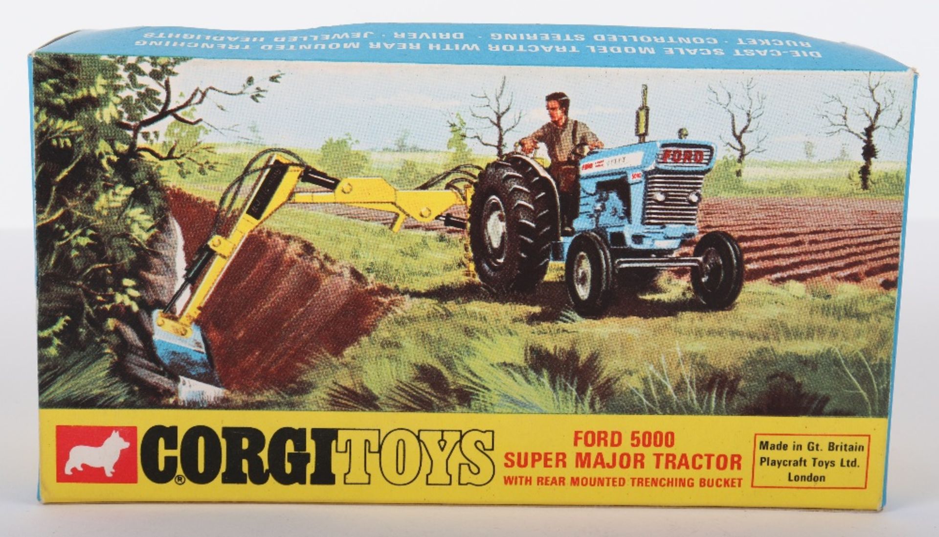 Scarce Corgi Toys 72 Ford 5000 Super Major Tractor With Trenching Bucket - Bild 2 aus 5