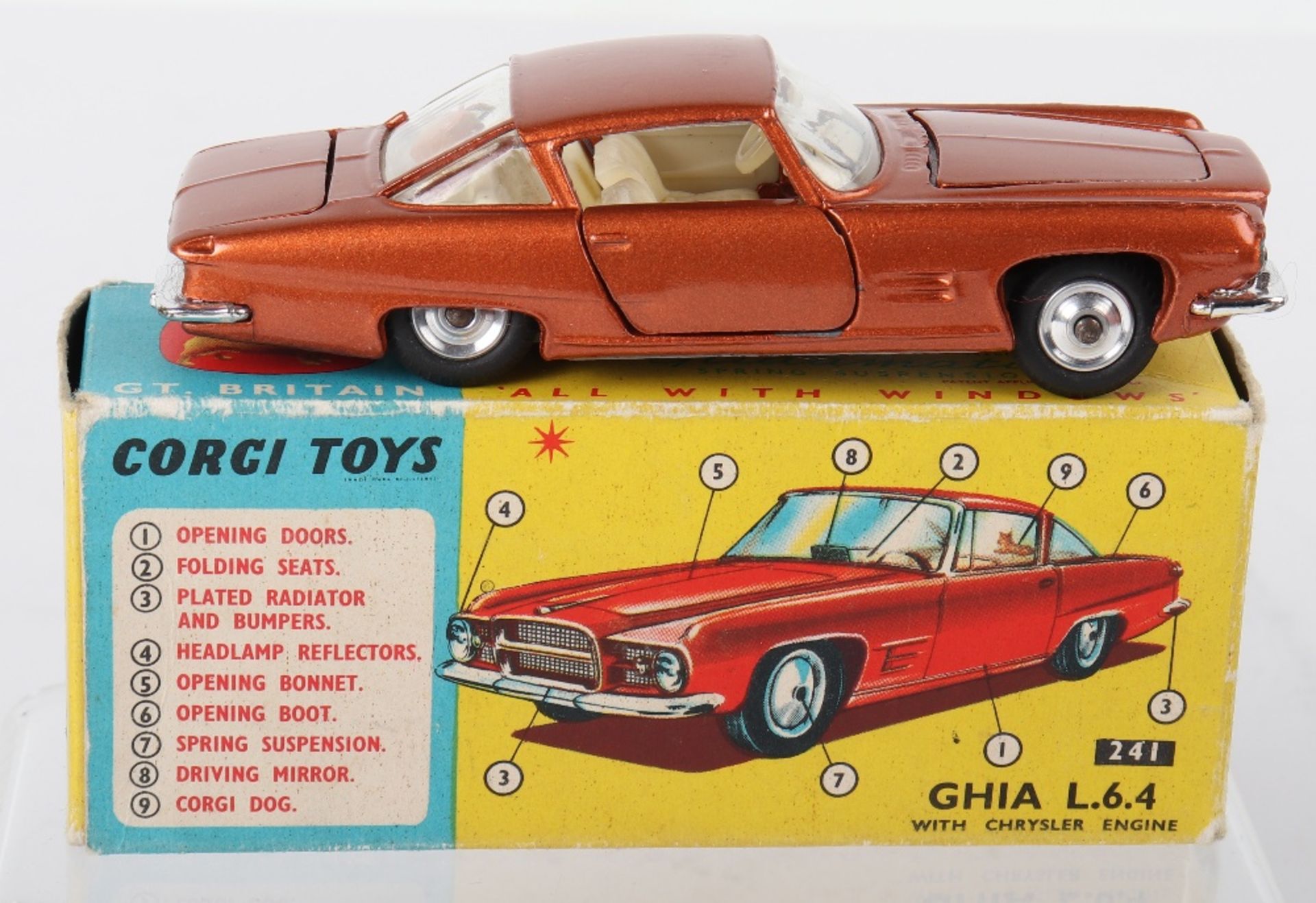 Corgi Toys 241 Chrysler Ghia L.6.4, scarce metallic copper body - Bild 2 aus 5