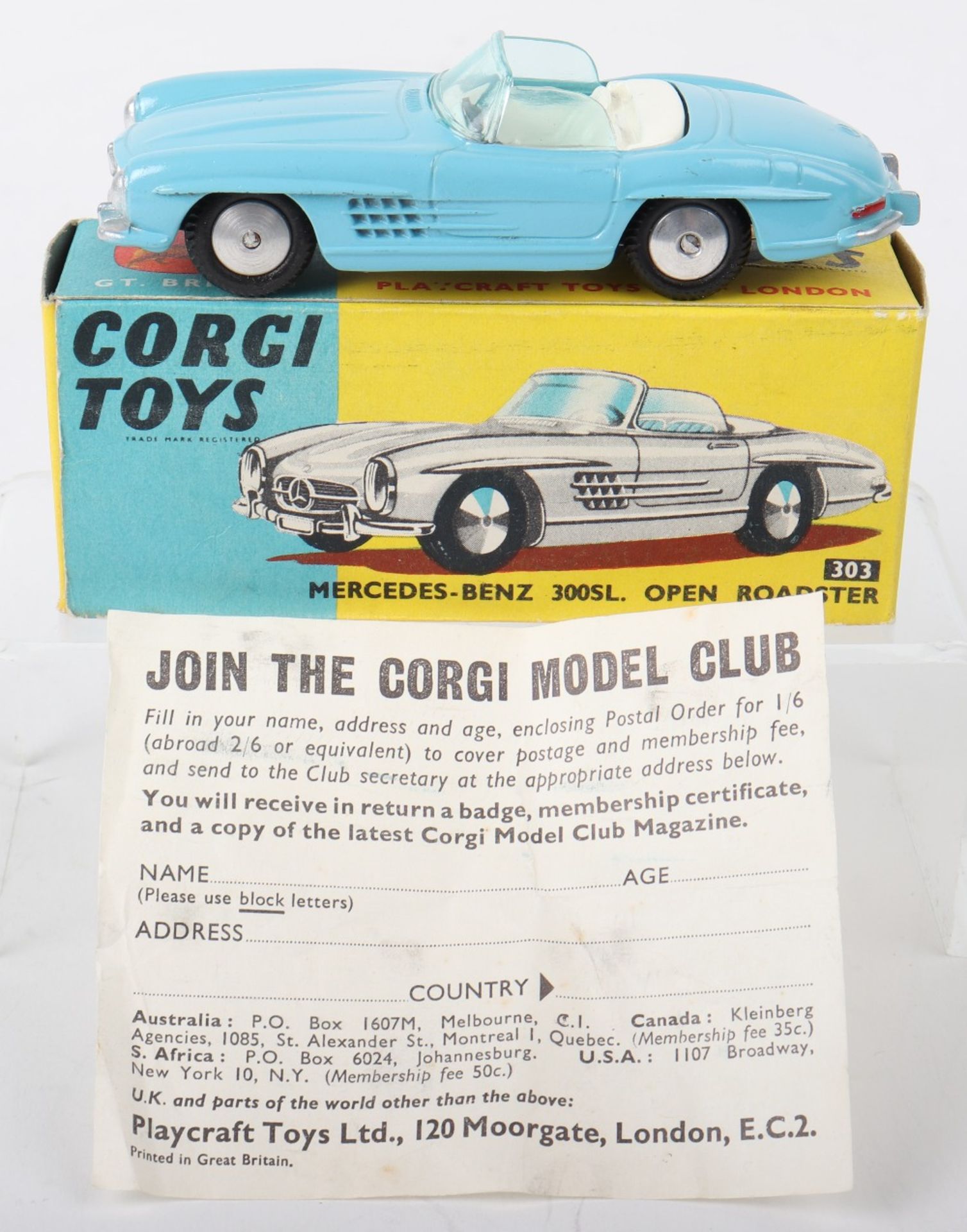 Corgi Toys 303 Mercedes-Benz 300SL. Open Roadster - Image 6 of 6