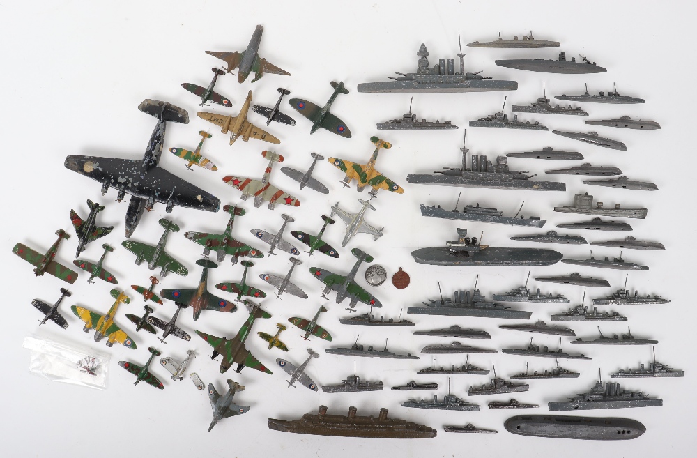 Collection of lead and die-cast aircraft and Battleships