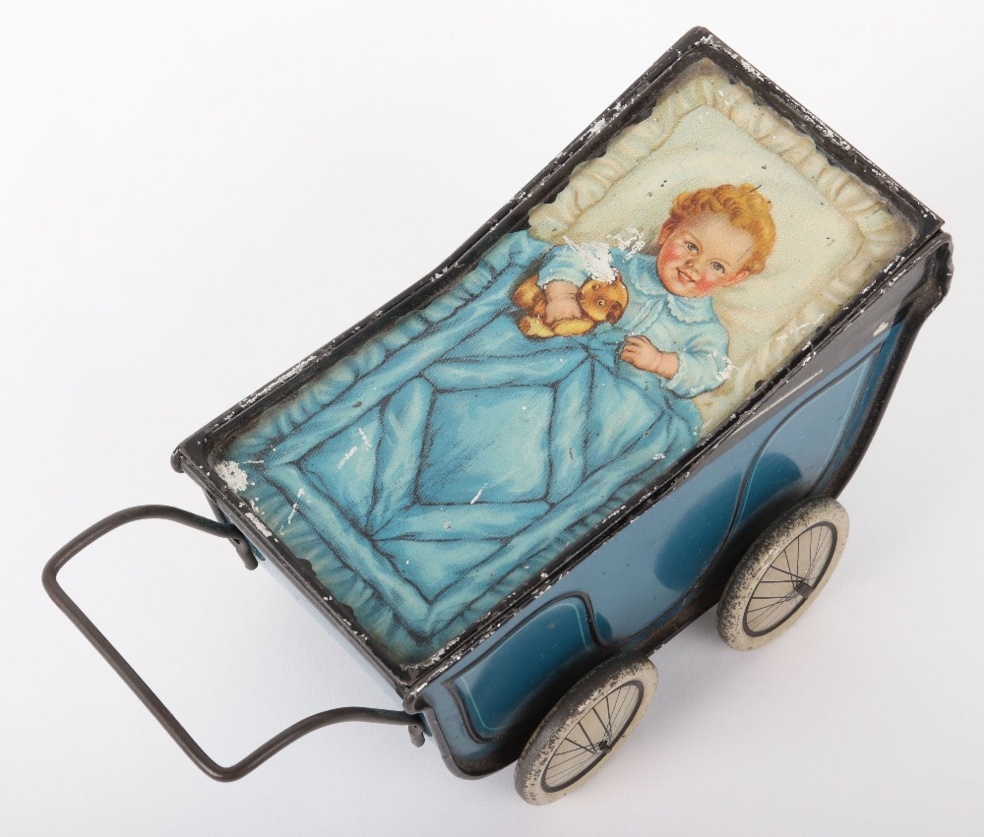 Scarce tinplate Huntley & Palmers Pram biscuit tin, circa 1930 - Bild 3 aus 6