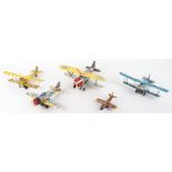 Five Japanese tinplate Aeroplanes, 1960s