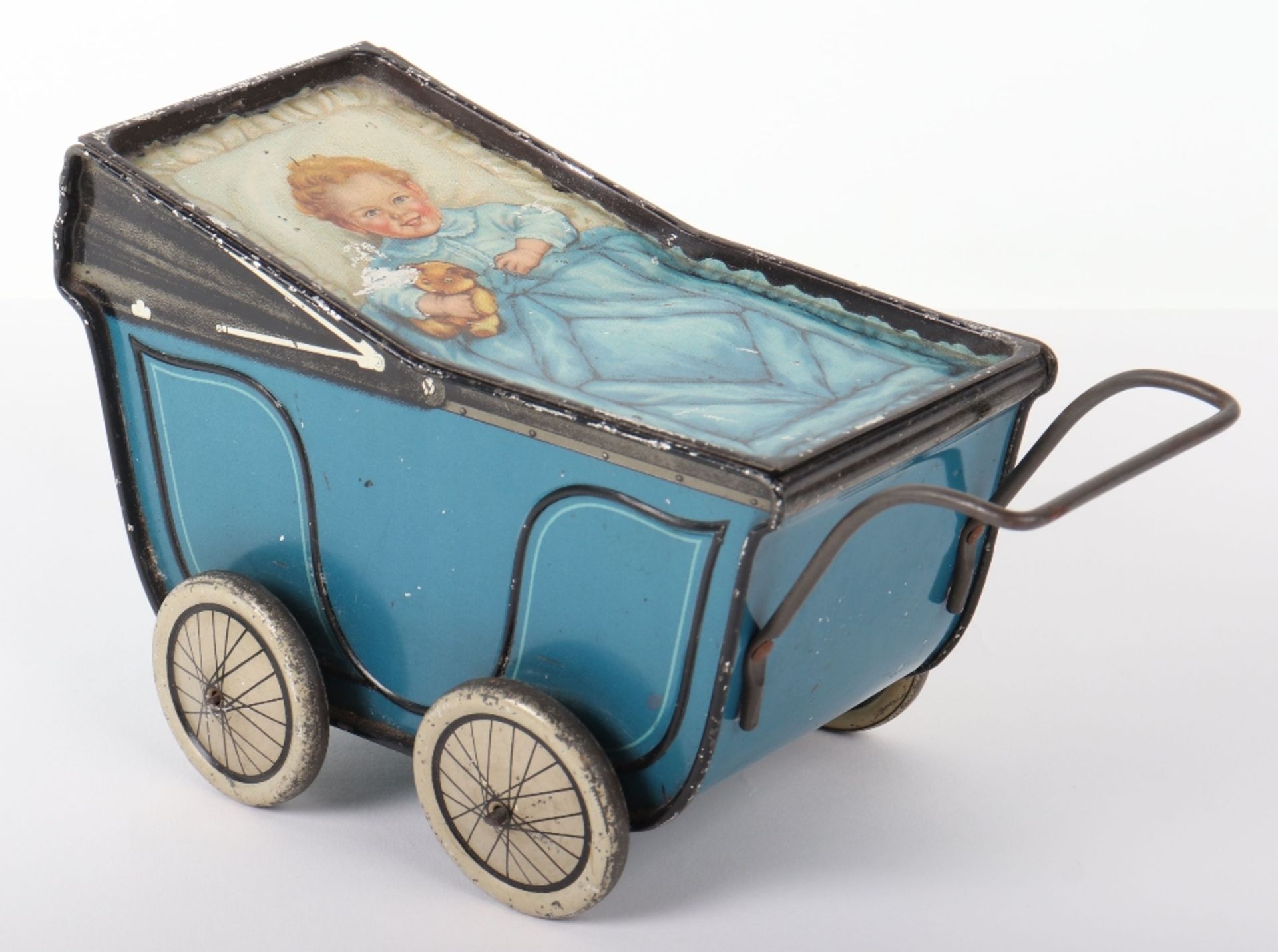 Scarce tinplate Huntley & Palmers Pram biscuit tin, circa 1930 - Bild 4 aus 6