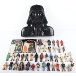 FORTY TWO LOOSE 1ST -2ND-3RD WAVE VINTAGE STAR WARS FIGURES WITH COLLECTORS CASE