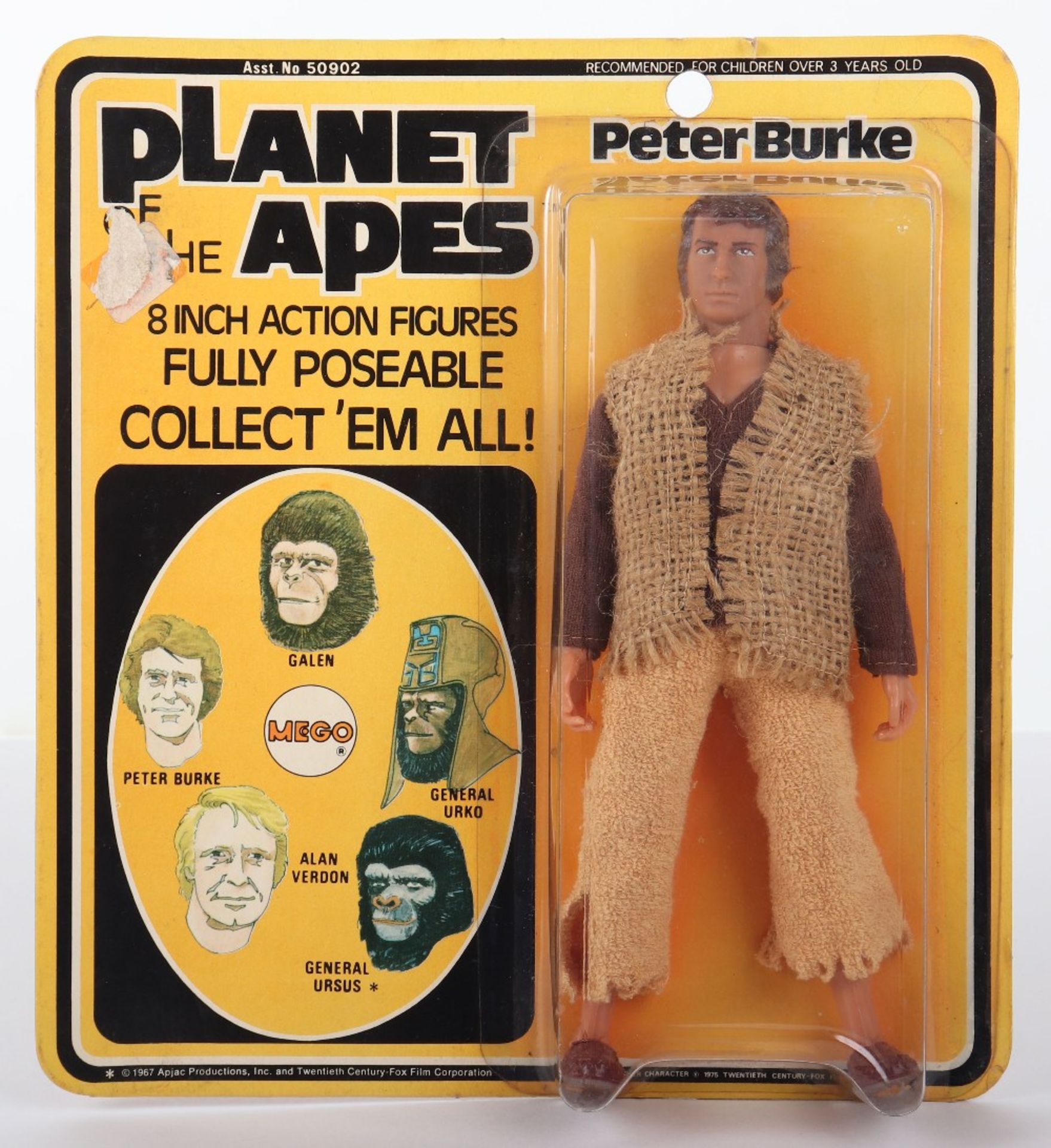 Mego Planet of The Apes Peter Burke Vintage Original Carded fully poseable Figure