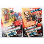 Vintage Hasbro Transformers G1 Action Masters Kick-off and Mainframe carded figures