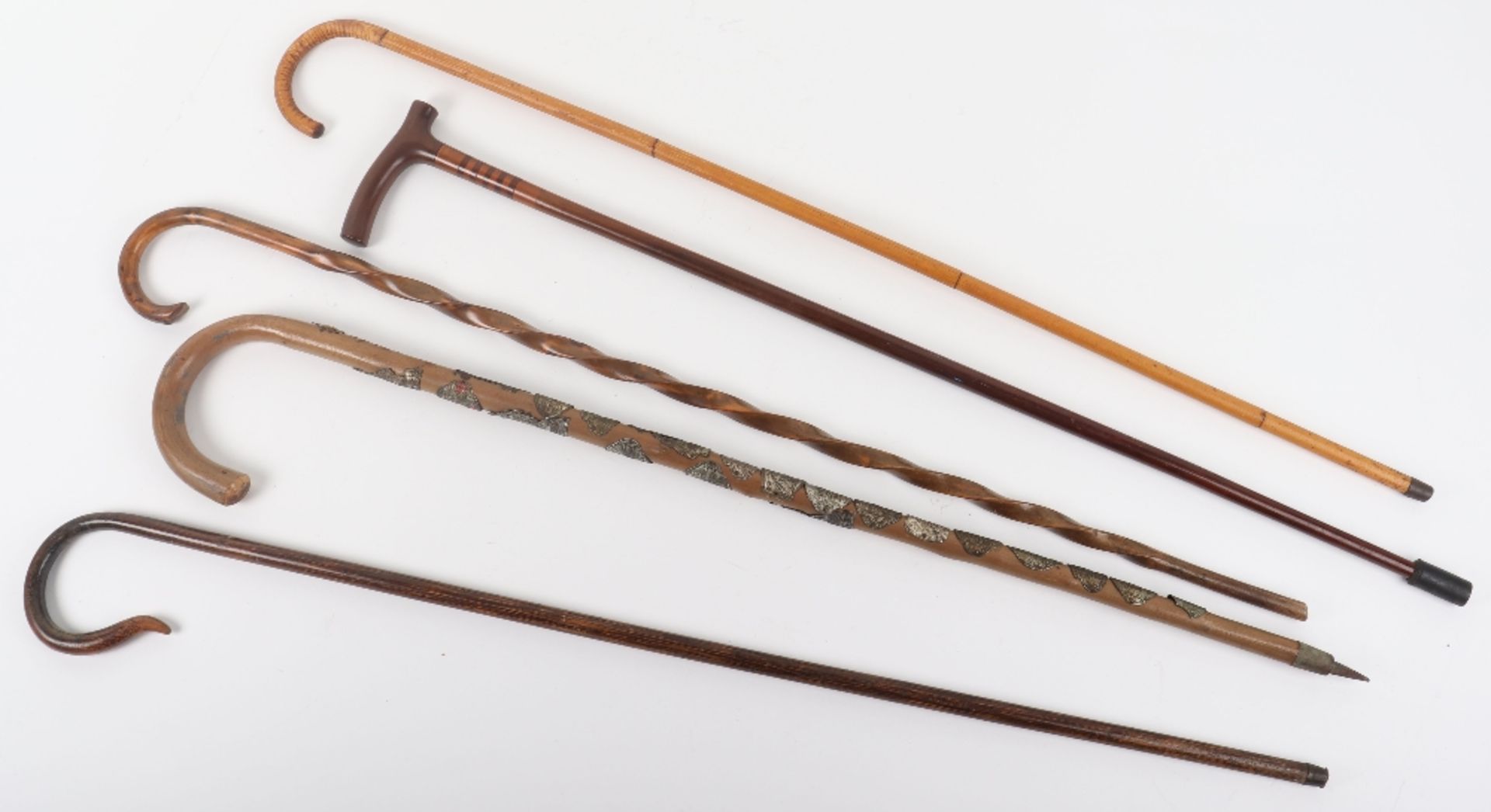 Five walking sticks