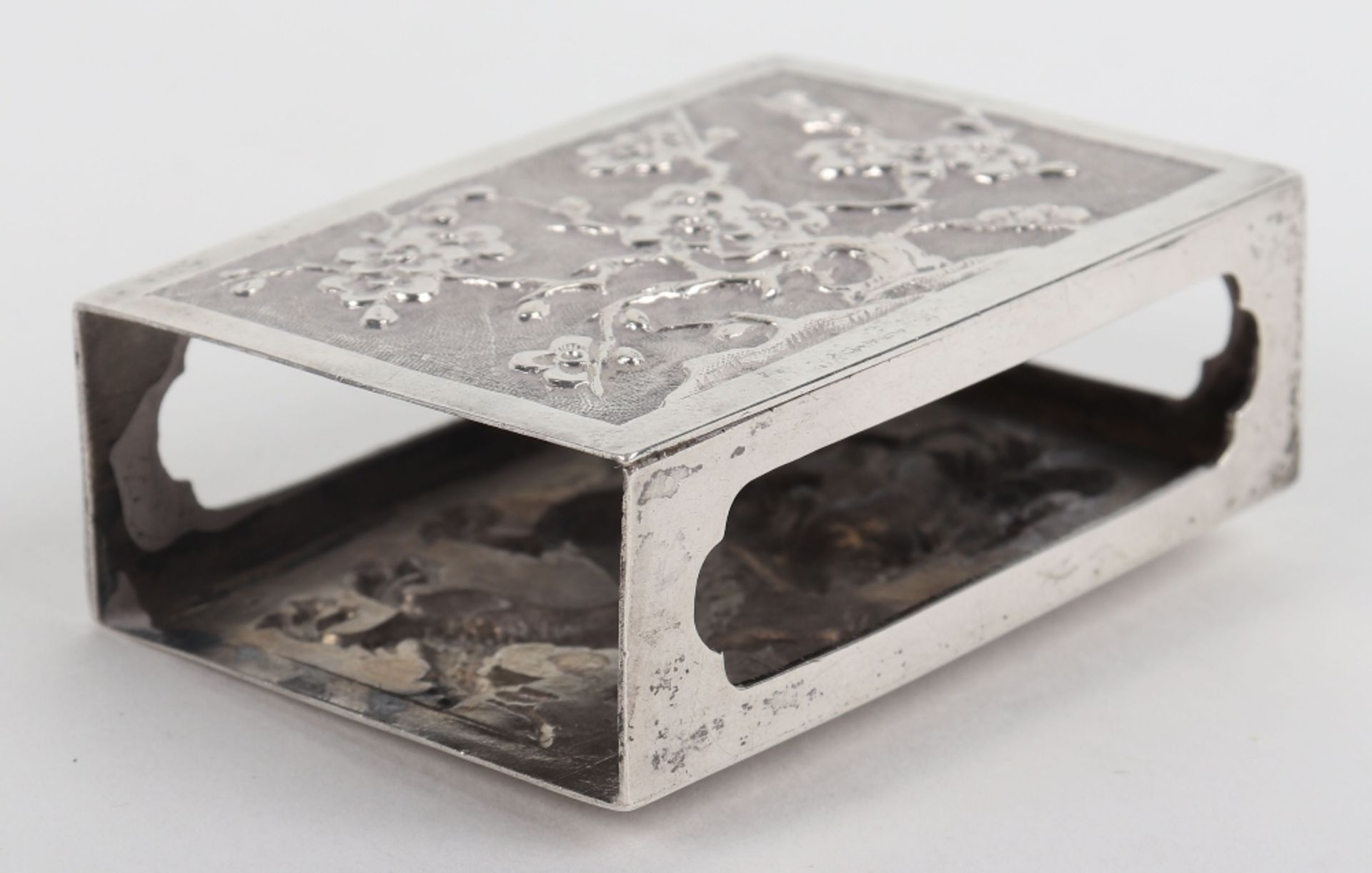 A Chinese silver match holder, marks rubbed - Image 4 of 5
