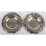 A pair of Russian silver and niello work dishes, marked 84 with other marks