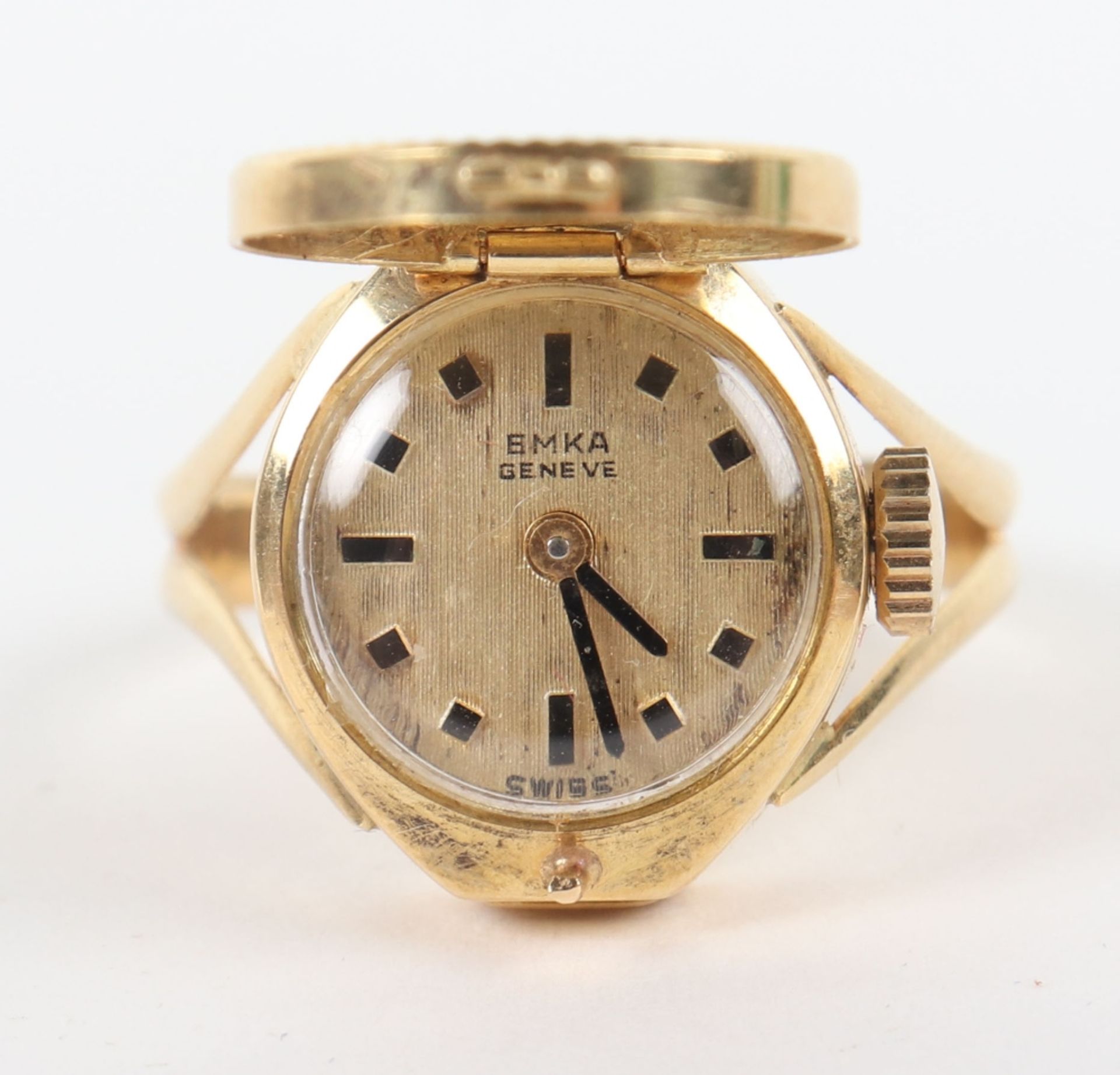 An unusual 18ct gold Emka ring watch - Bild 4 aus 6
