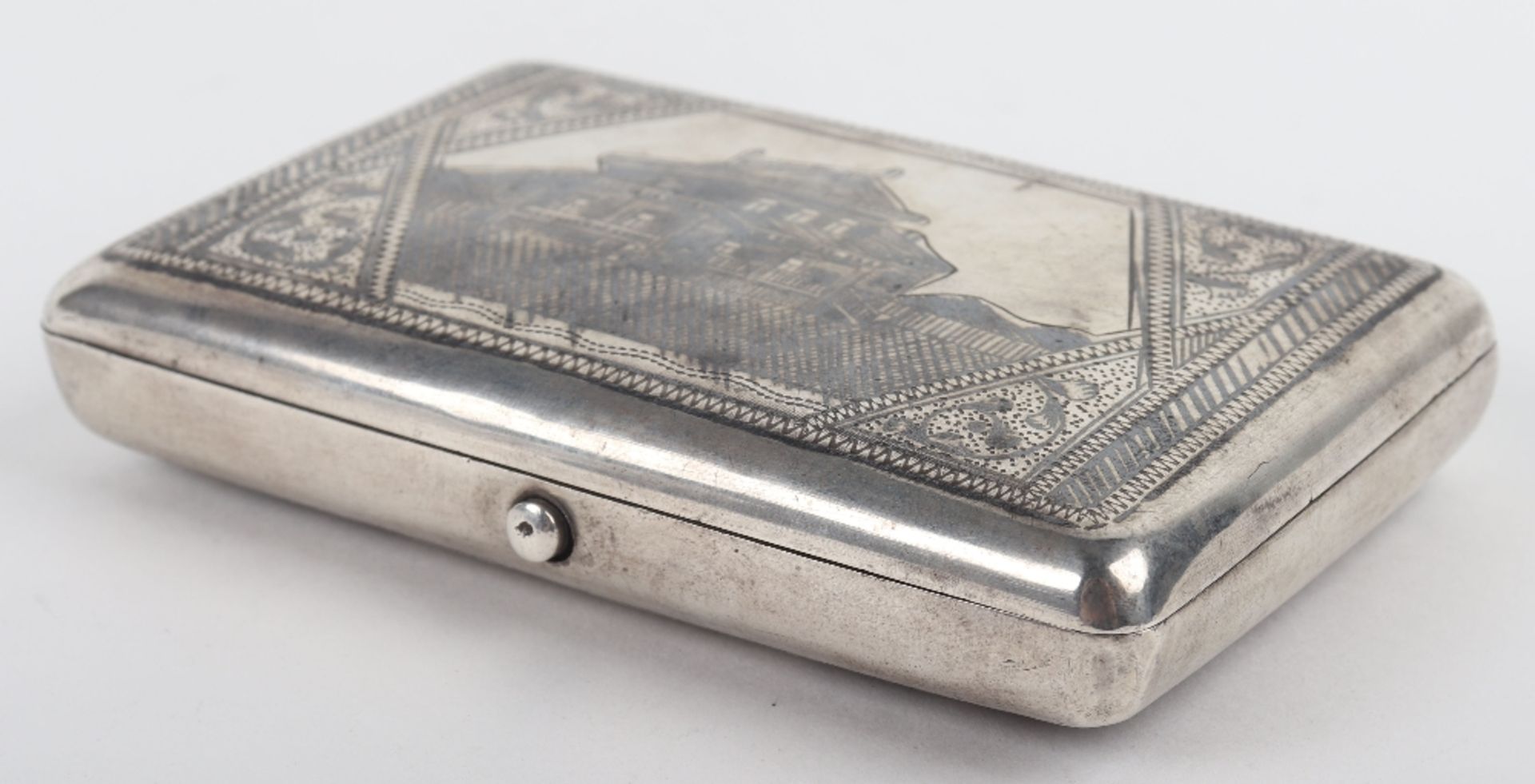 A 19th century Russian silver niello cigar box, possibly Ivan Saltykov, Moscow, Kokoshnik marks - Image 3 of 7