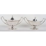 A pair of George III silver sauce tureens, Henry Chawner, London 1786