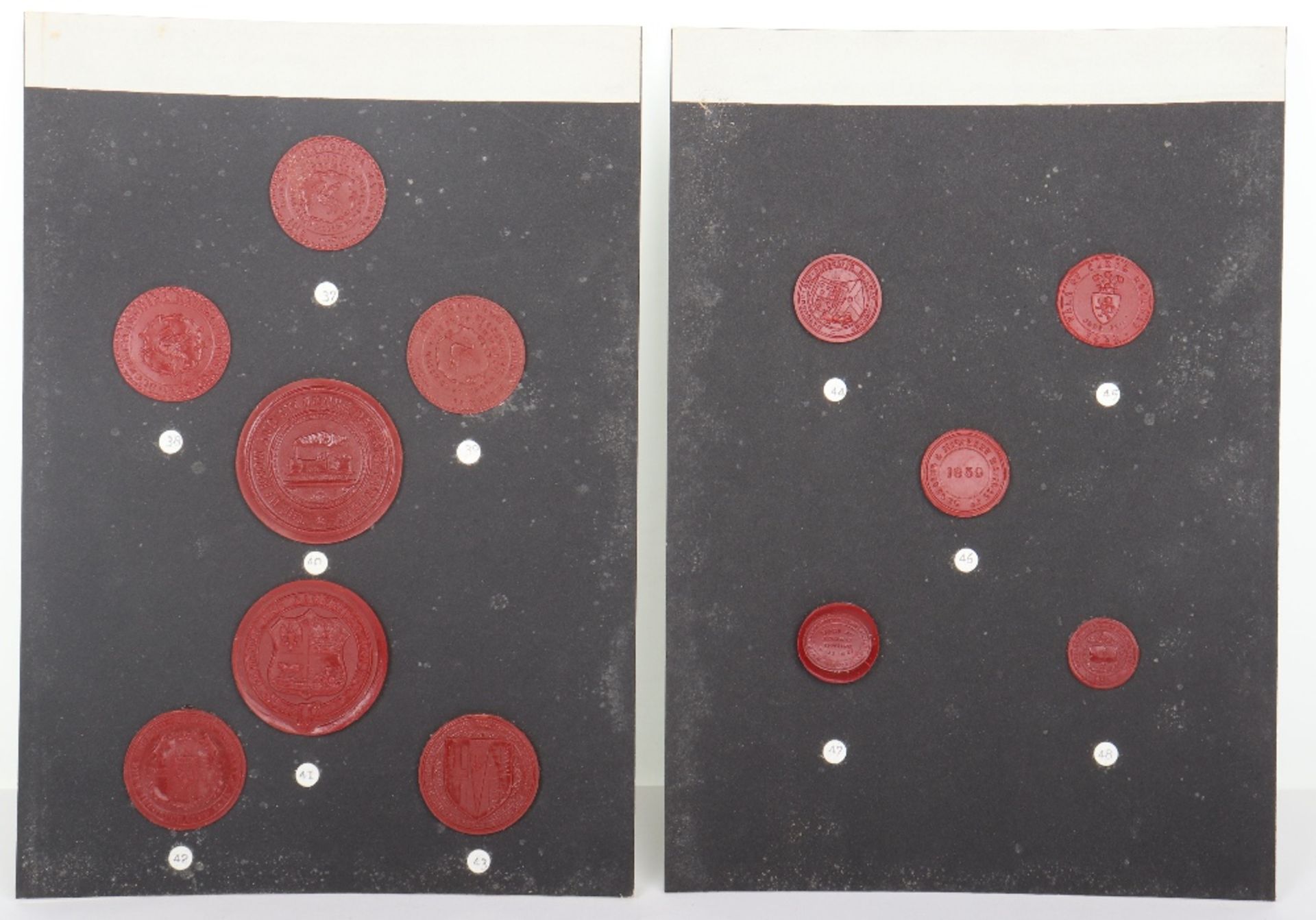 A fine selection of 18th and 19th century wax seal impressions of Railway and Canal company seals