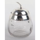 A Victorian silver and glass pot in the form of an apple, Birmingham 1896,