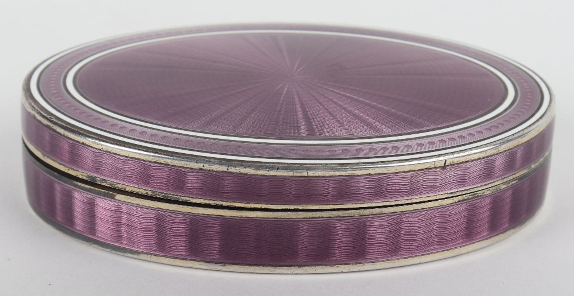 A fine silver and guilloche purple enamel box, Adolf Philip Krieger