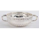 A Victorian silver porringer, London 1889