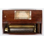 A 19th century Swiss combed mahogany cylinder music box