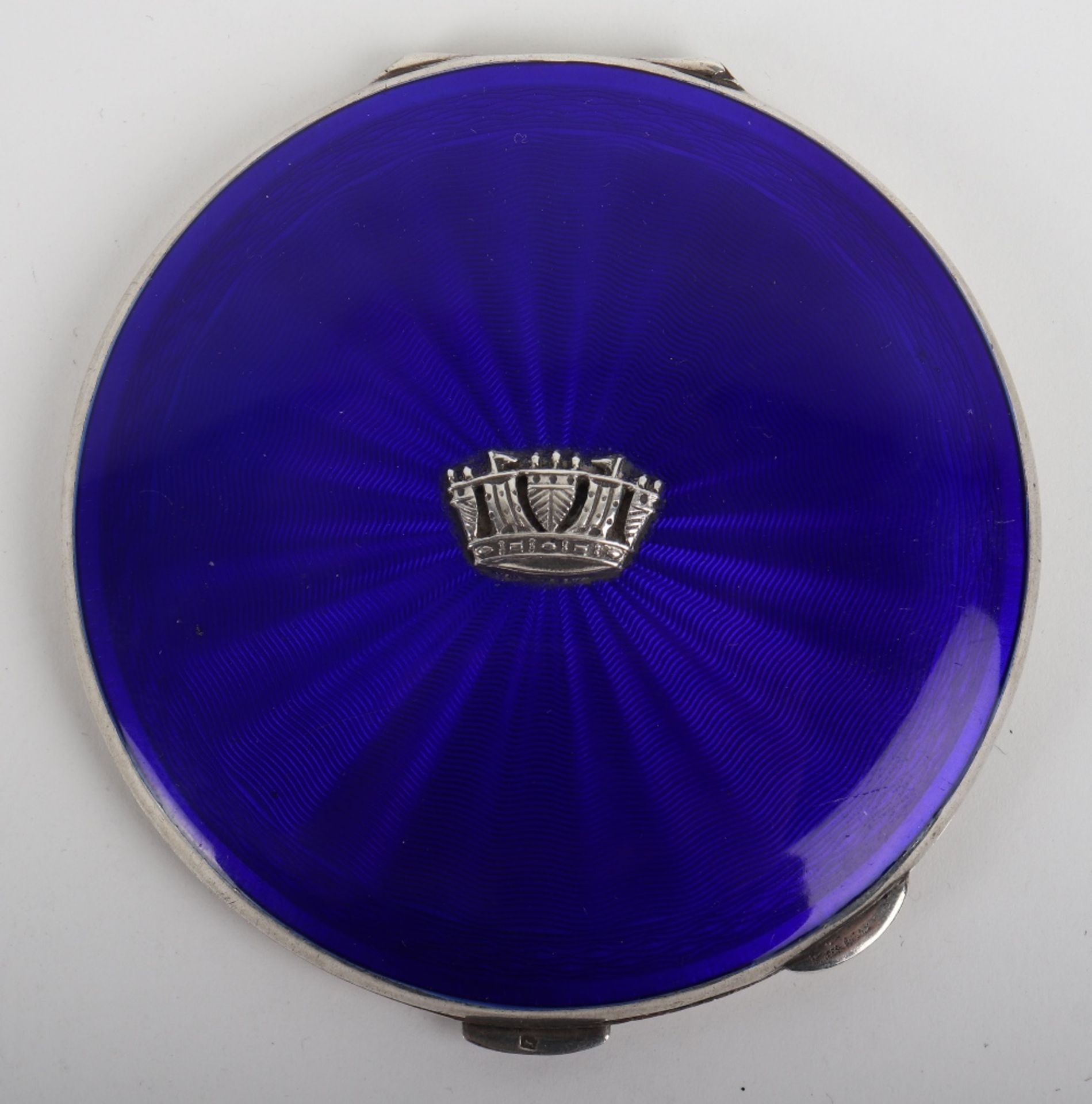 An enamel and silver make up case/compact, Birmingham 1950