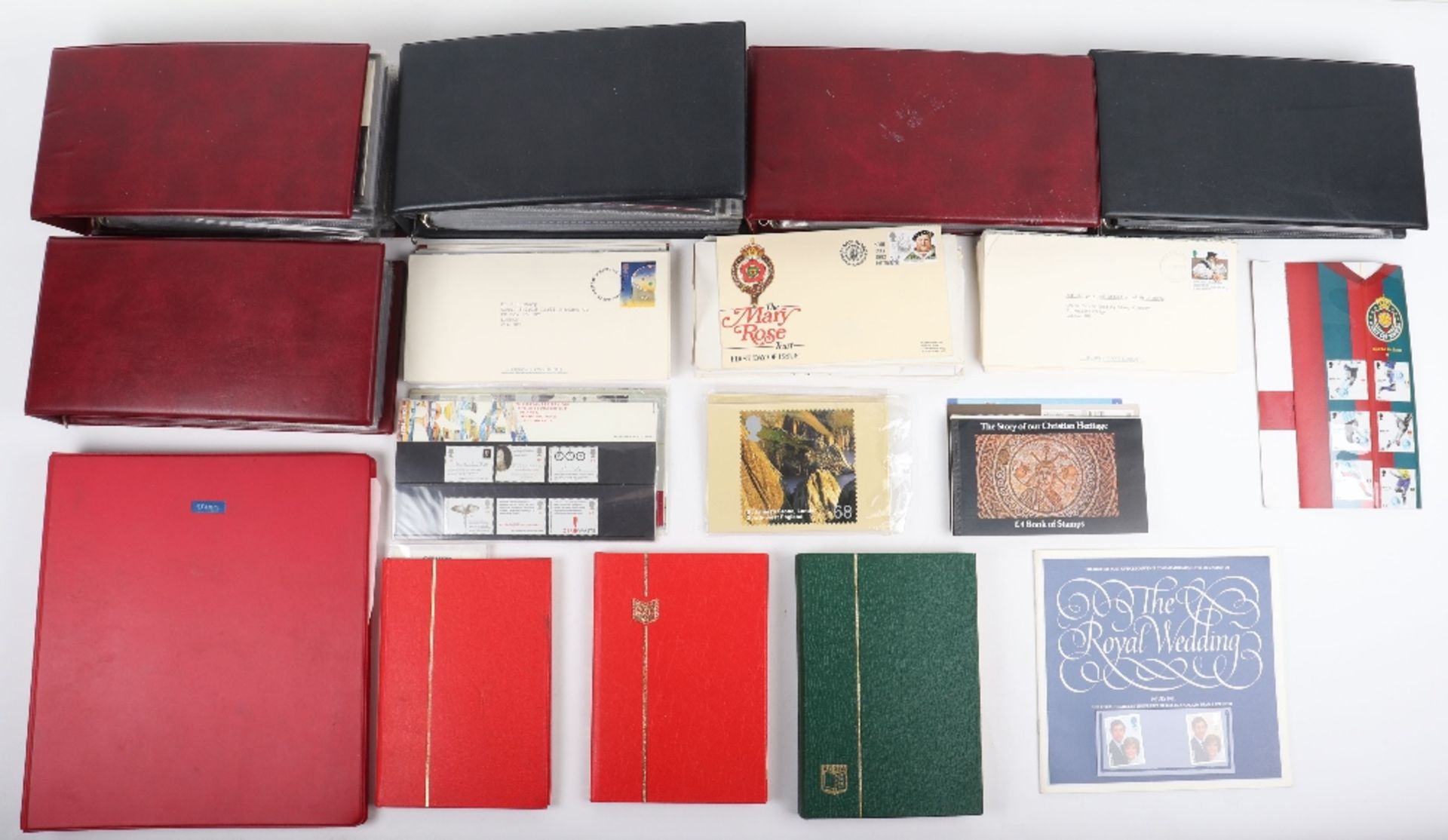 A selection of GB and world stamps, including Penny Reds, good QEII sets in two Stanley Gibbons albu