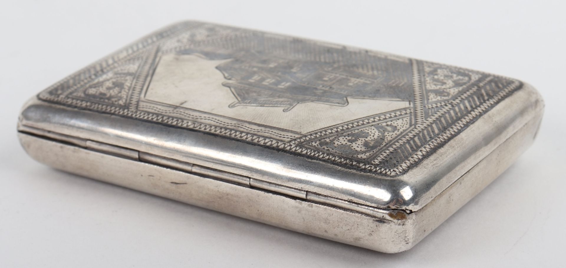 A 19th century Russian silver niello cigar box, possibly Ivan Saltykov, Moscow, Kokoshnik marks - Image 4 of 7