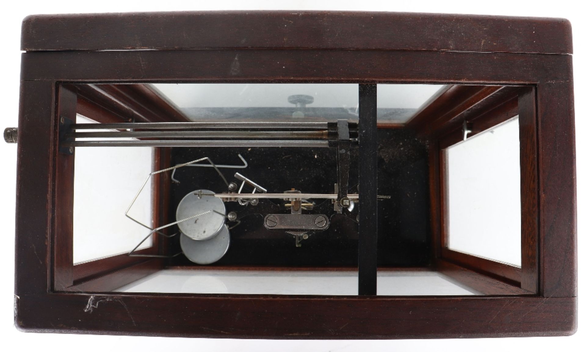 A Townson & Mercer set of scales, in glass, oak and mahogany case - Image 10 of 10