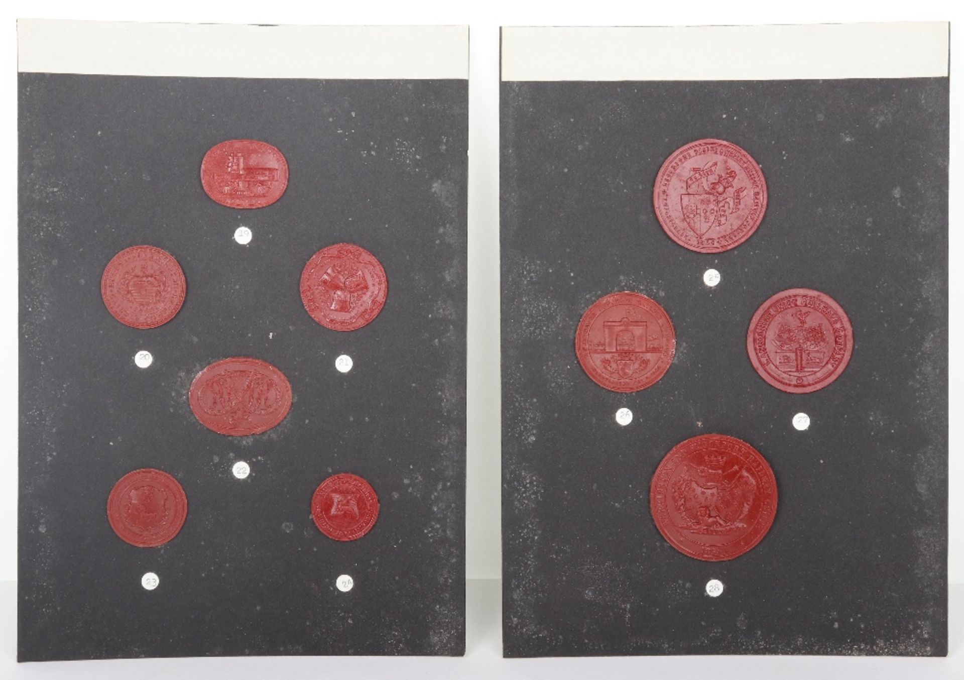 A fine selection of 18th and 19th century wax seal impressions of Railway and Canal company seals