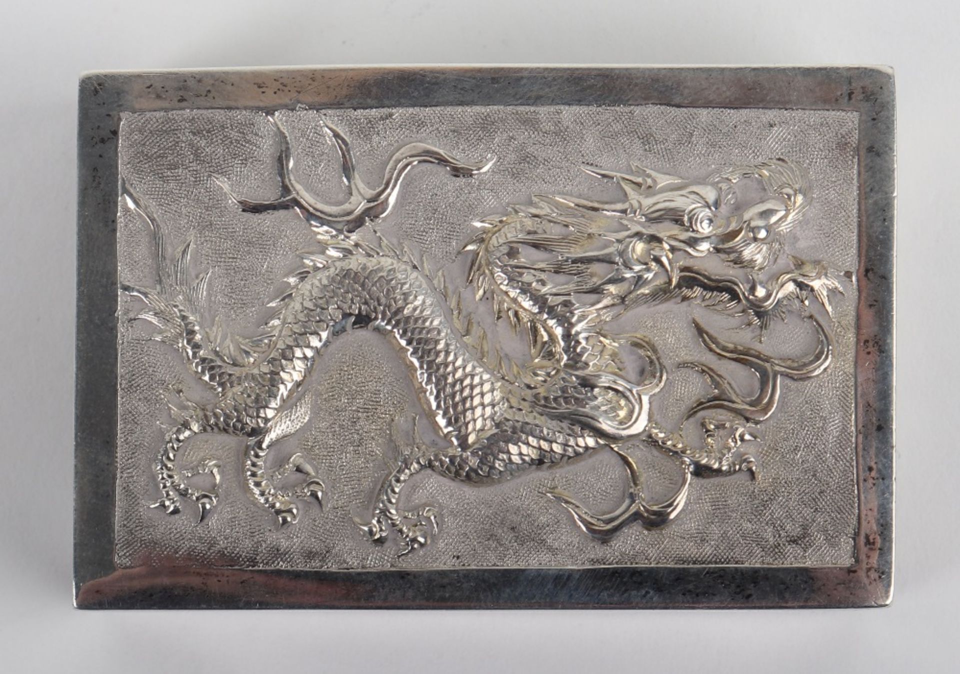 A Chinese silver match holder, marks rubbed