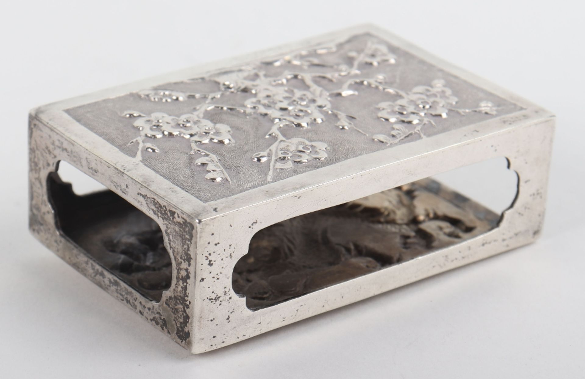 A Chinese silver match holder, marks rubbed - Image 3 of 5