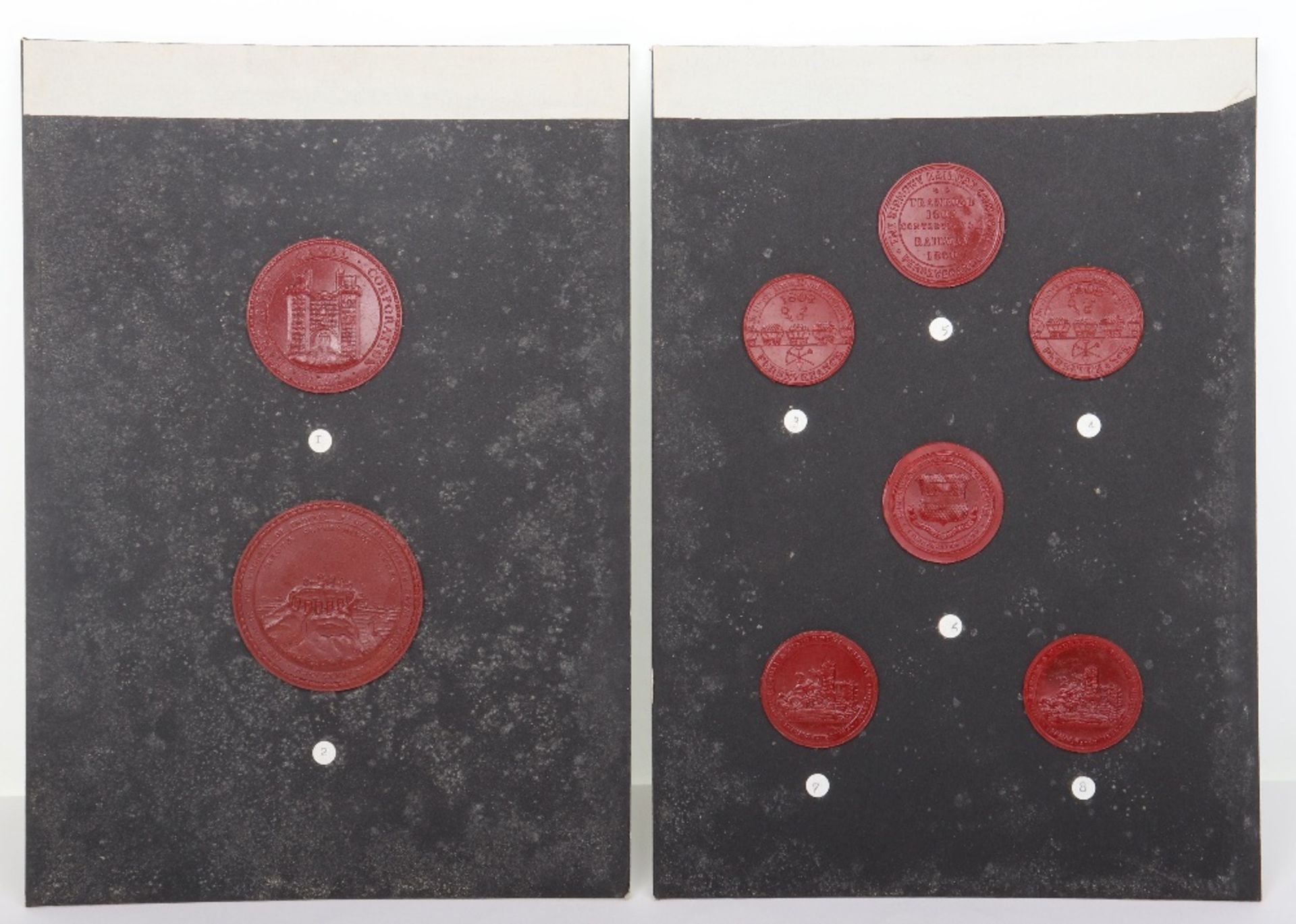 A fine selection of 18th and 19th century wax seal impressions of Railway and Canal company seals