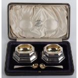 A set of two silver salts and spoons, John Aldwinckle & Thomas Slayter, London 1893