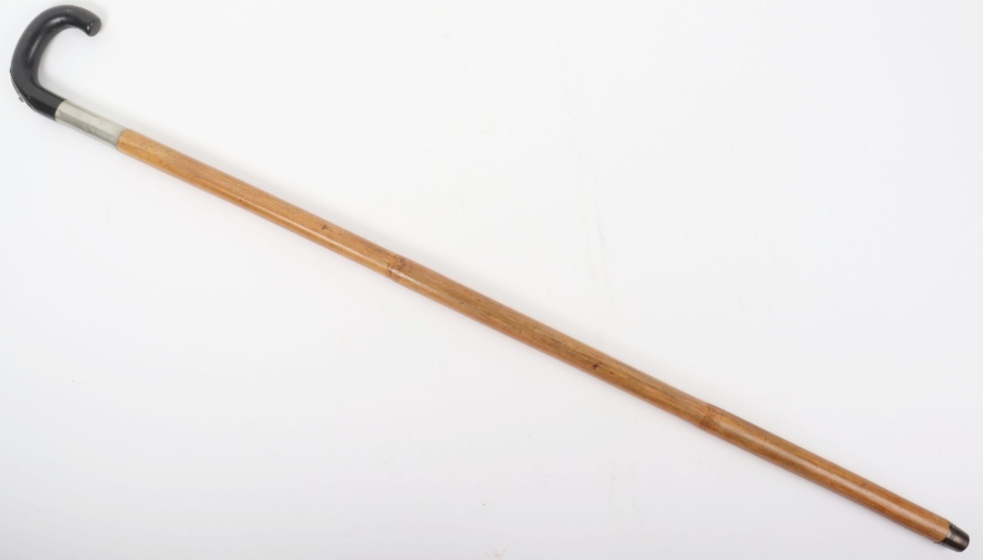 An Edwardian walking stick with spirit level and scaled ruler