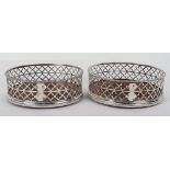 A pair of George III silver coasters, Thomas & William Chawner, London 1768