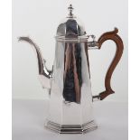 A rare George I octagonal silver coffee pot, Thomas Parr I, London 1719