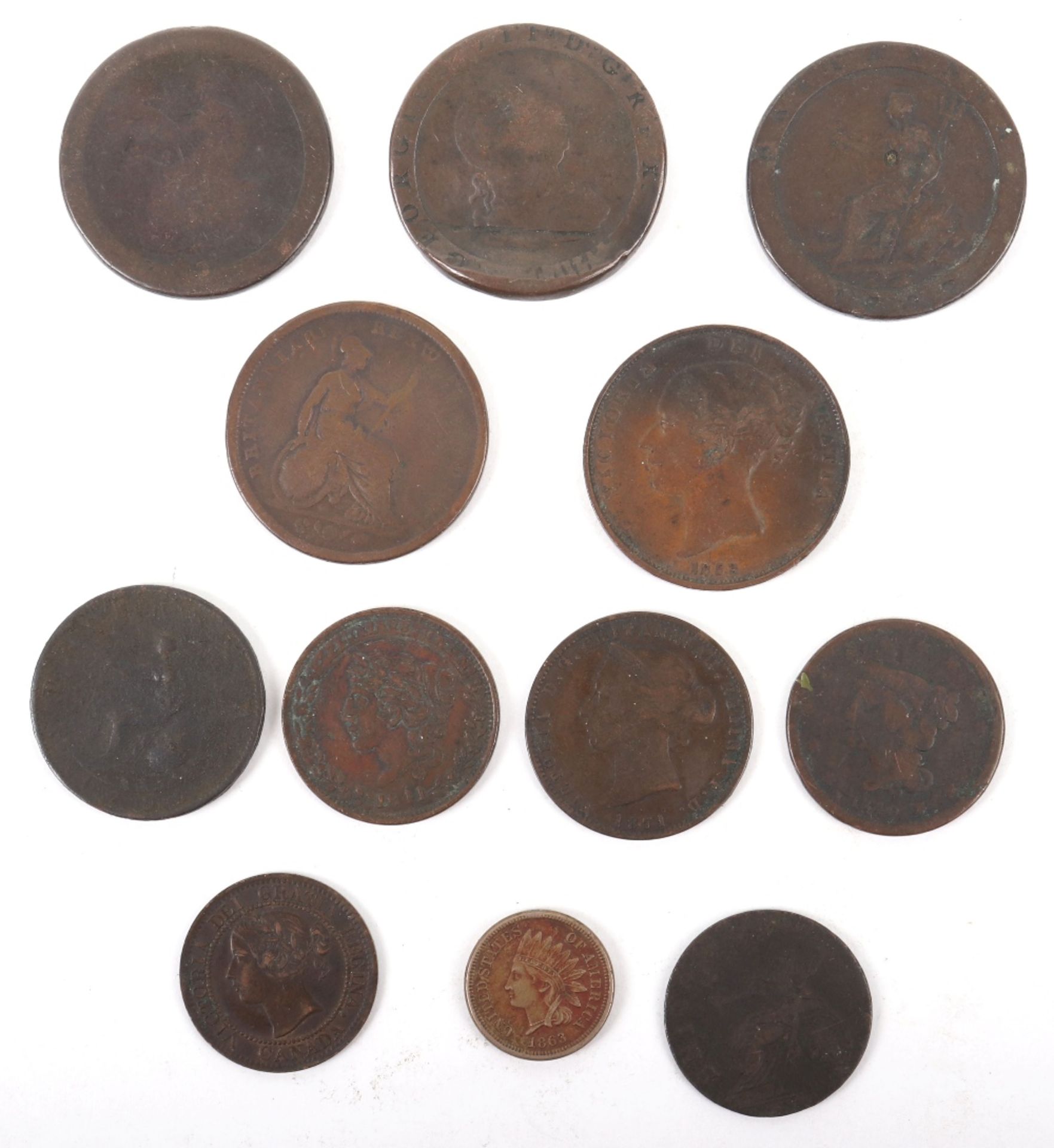 A selection of 18th and 19th century GB, USA and Canada copper coins - Bild 2 aus 2