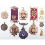 Two Masonic 9ct gold Royal Order of Buffaloes, with another masonic 9ct medal, (70g)