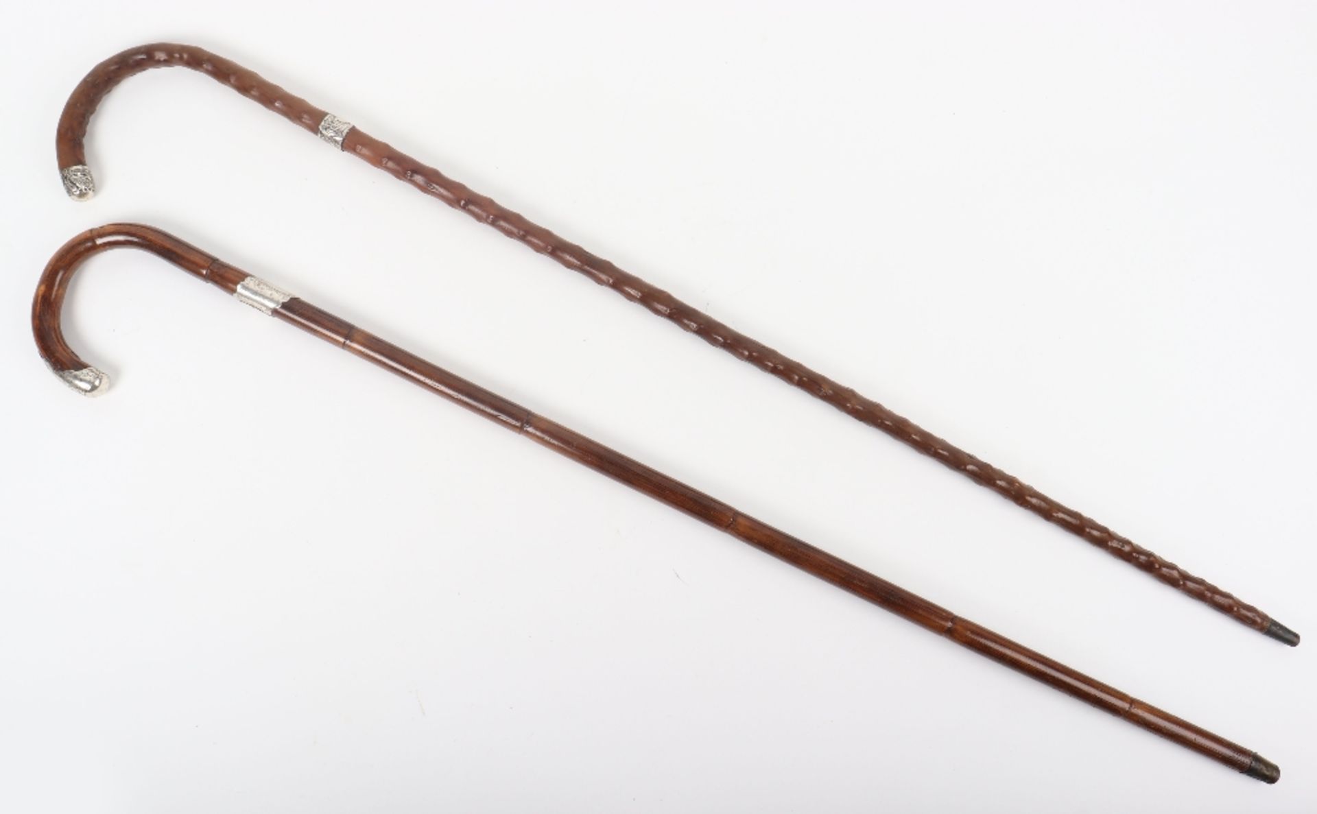A silver and malacca walking stick, London 1856