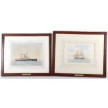 Two Nautical watercolours by R. Gurnell, HMS Martin and HMS Barfleur