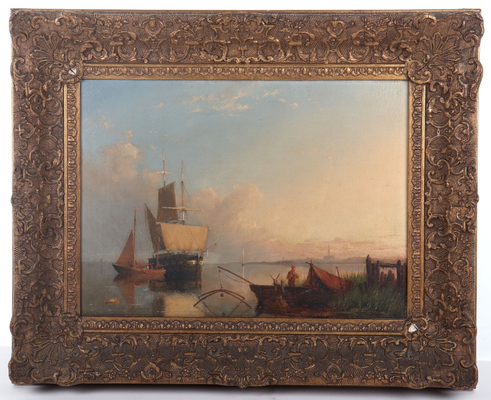 William Raymond Dommersen, Dutch 1859-1927, Shipping Off Schiedam, oil on canvas - Image 2 of 9