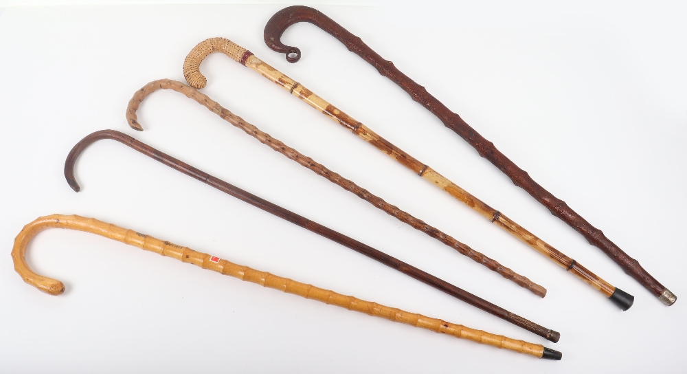 Five walking sticks