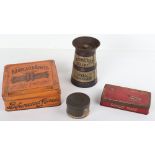 Vintage tins, including Cadburys Milk Chocolate money box in the form of a milk churn