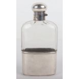 An early 20th century silver and glass flask, Cohen & Charles, Birmingham 1909