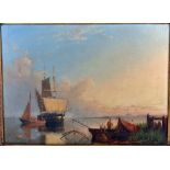 William Raymond Dommersen, Dutch 1859-1927, Shipping Off Schiedam, oil on canvas