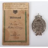 Imperial German Bavarian Pilots Badge & Militarpass Grouping