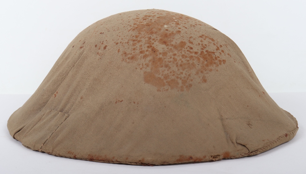 WW1 British Steel Helmet with Khaki Cloth Cover and Shoulder Strap - Image 5 of 11